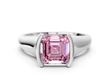White gold Fancy Pink Asscher Cut Solitaire Tension Set Diamond Ring with Split Shank Band_48