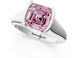 White gold Fancy Pink Asscher Cut Solitaire Tension Set Diamond Ring with Split Shank Band_49