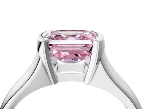 White gold Fancy Pink Asscher Cut Solitaire Tension Set Diamond Ring with Split Shank Band_4