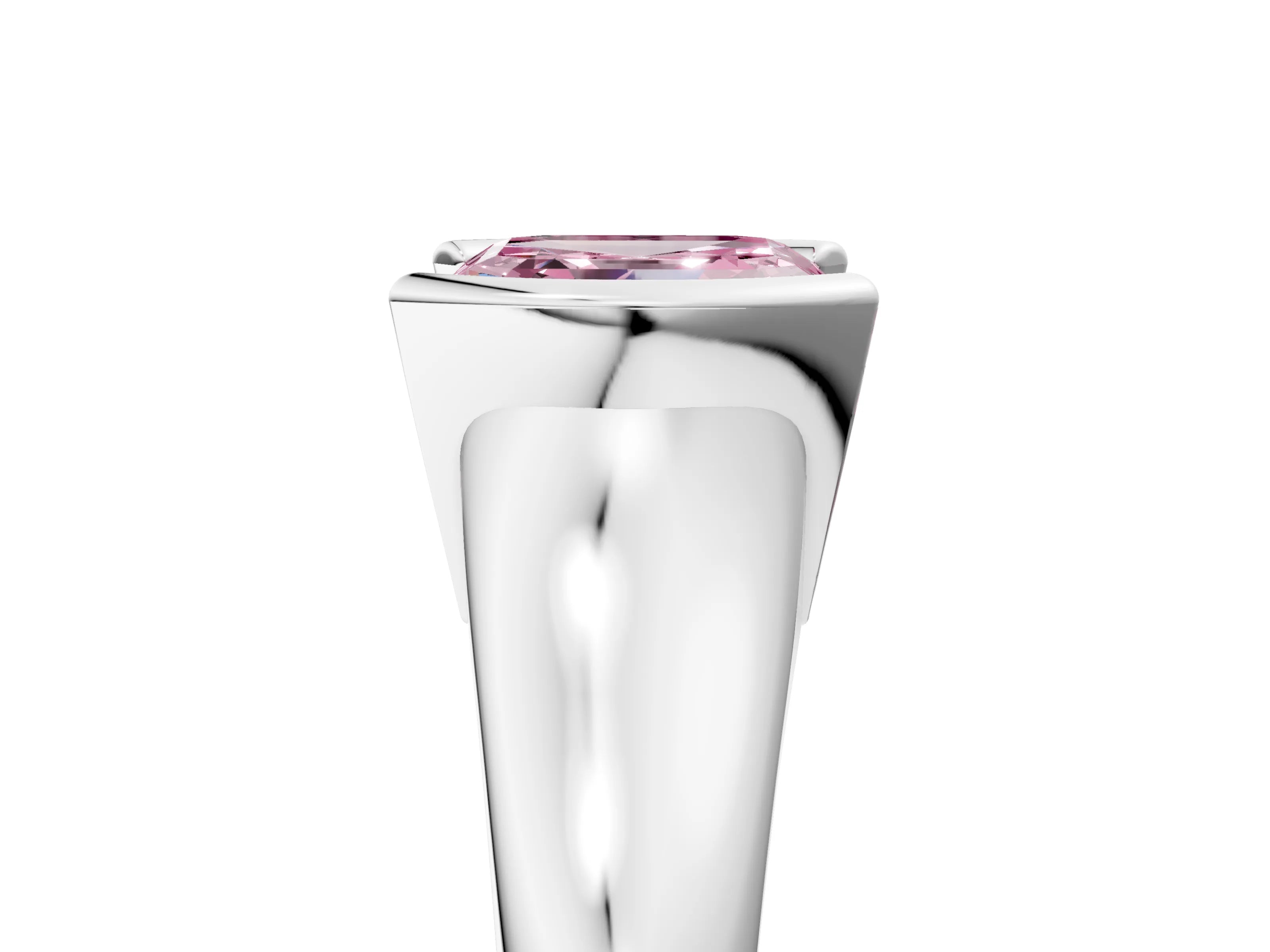 White gold Fancy Pink Asscher Cut Solitaire Tension Set Diamond Ring with Split Shank Band_5