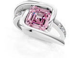White gold Fancy Pink Asscher Cut Solitaire Tension-Set Diamond Split Shank Ring_1