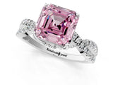White gold Fancy Pink Asscher Cut Solitaire Twist Pave Diamond Engagement Ring with Prong Setting_1