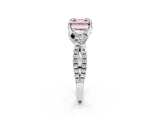 White gold Fancy Pink Asscher Cut Solitaire Twist Pave Diamond Engagement Ring with Prong Setting_27