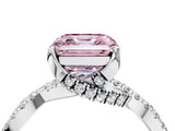 White gold Fancy Pink Asscher Cut Solitaire Twist Pave Diamond Engagement Ring with Prong Setting_29