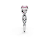White gold Fancy Pink Asscher Cut Solitaire Twist Pave Diamond Engagement Ring with Prong Setting_2