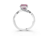 White gold Fancy Pink Asscher Cut Solitaire Twist Pave Diamond Engagement Ring with Prong Setting_3