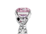 White gold Fancy Pink Asscher Cut Solitaire Twist Pave Diamond Engagement Ring with Prong Setting_5