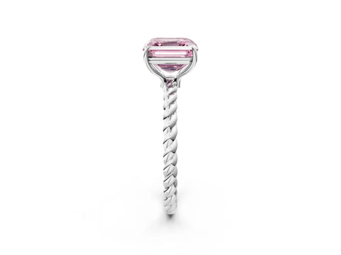 White gold Fancy Pink Asscher Cut Solitaire Twisted Band 4-Prong Ring_26