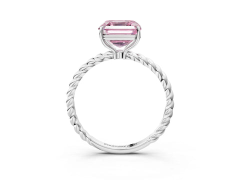 White gold Fancy Pink Asscher Cut Solitaire Twisted Band 4-Prong Ring_27
