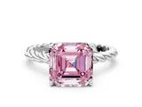 White gold Fancy Pink Asscher  Cut Solitaire Twisted Band with Four-Prong Setting_29