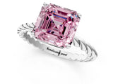 White gold Fancy Pink Asscher  Cut Solitaire Twisted Band with Four-Prong Setting_30
