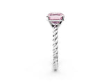 White gold Fancy Pink Asscher  Cut Solitaire Twisted Band with Four-Prong Setting_31