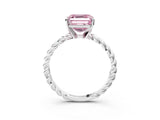 White gold Fancy Pink Asscher  Cut Solitaire Twisted Band with Four-Prong Setting_32