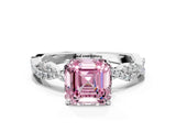 White gold Fancy Pink Asscher Cut Solitaire Twisted Pave Band with Four-Prong Setting_15