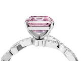 White gold Fancy Pink Asscher Cut Solitaire Twisted Pave Band with Four-Prong Setting_19