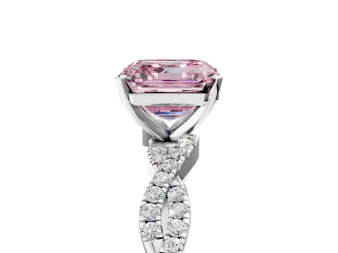 White gold Fancy Pink Asscher Cut Solitaire Twisted Pave Band with Four-Prong Setting_20