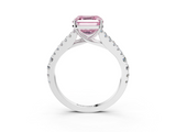 White gold Fancy Pink Asscher  Cut Split Shank Pave Diamond Engagement Ring with Four-Prong Setting_3