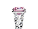White gold Fancy Pink Asscher  Cut Split Shank Pave Diamond Engagement Ring with Four-Prong Setting_5