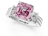 White gold Fancy Pink Asscher  Cut Three-Stone Channel Set Ring with Bar Prongs_1