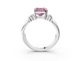 White gold Fancy Pink Asscher  Cut Three-Stone Channel Set Ring with Bar Prongs_3