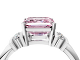 White gold Fancy Pink Asscher  Cut Three-Stone Channel Set Ring with Bar Prongs_4
