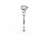 White gold Fancy Pink Asscher  Cut Three-Stone Diamond Pavé Band with Prong Setting_19