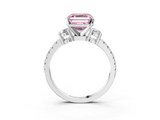 White gold Fancy Pink Asscher  Cut Three-Stone Diamond Pavé Band with Prong Setting_20