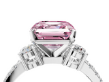White gold Fancy Pink Asscher  Cut Three-Stone Diamond Pavé Band with Prong Setting_21
