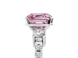White gold Fancy Pink Asscher  Cut Three-Stone Diamond Pavé Band with Prong Setting_22