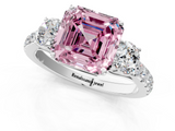 White gold Fancy Pink Asscher  Cut Three-Stone Diamond Pave Band with Prong Setting_52