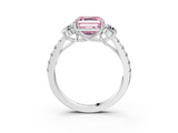 White gold Fancy Pink Asscher  Cut Three-Stone Diamond Pave Band with Prong Setting_54