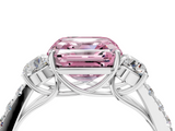 White gold Fancy Pink Asscher  Cut Three-Stone Diamond Pave Band with Prong Setting_55