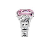 White gold Fancy Pink Asscher  Cut Three-Stone Diamond Pave Band with Prong Setting_56