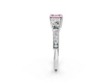 White gold Fancy Pink Asscher Cut Three-Stone Diamond Ring with Pavé Band and Four-Prong Setting_26