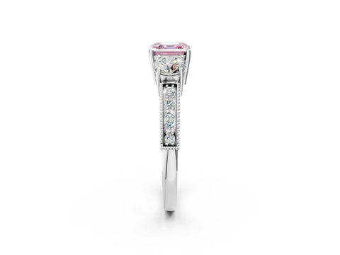 White gold Fancy Pink Asscher Cut Three-Stone Diamond Ring with Pavé Band and Four-Prong Setting_26