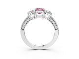 White gold Fancy Pink Asscher Cut Three-Stone Diamond Ring with Pavé Band and Four-Prong Setting_27