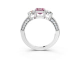 White gold Fancy Pink Asscher Cut Three-Stone Diamond Ring with Pavé Band and Four-Prong Setting_33