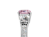 White gold Fancy Pink Asscher Cut Three-Stone Diamond Ring with Pavé Band and Four-Prong Setting_35