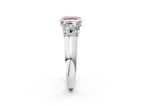White gold Fancy Pink Asscher Cut Three-Stone Diamond Ring with Prong Setting on a Classic Band_14