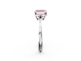 White gold Fancy Pink Asscher  Cut Three-Stone Solitaire Ring with Round Accent Diamonds and Four-Prong Setting_39