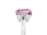 White gold Fancy Pink Asscher  Cut Three-Stone Solitaire Ring with Round Accent Diamonds and Four-Prong Setting_43