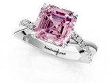 White gold Fancy Pink Asscher  Cut Twist Band Solitaire Diamond Ring with Pavé Setting_4