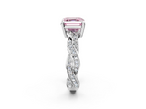 White gold Fancy Pink Asscher  Cut Twisted Pavé Band Solitaire Ring with Four-Prong Setting_2