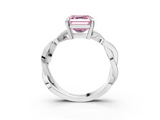 White gold Fancy Pink Asscher  Cut Twisted Pavé Band Solitaire Ring with Four-Prong Setting_3