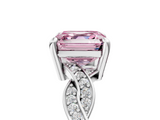 White gold Fancy Pink Asscher  Cut Twisted Pavé Band Solitaire Ring with Four-Prong Setting_5