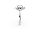 White gold Fancy Pink Asscher  Diamond Cluster Halo Ring with Solitaire Band and Four-Prong Setting_2