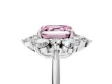 White gold Fancy Pink Asscher  Diamond Cluster Halo Ring with Solitaire Band and Four-Prong Setting_5