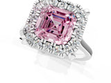 White gold Fancy Pink Asscher  Diamond Cluster Halo Solitaire with Four-Prong Setting_139