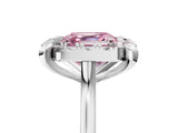 White gold Fancy Pink Asscher  Diamond Cluster Halo Solitaire with Four-Prong Setting_142