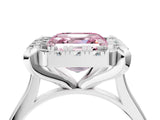 White gold Fancy Pink Asscher  Diamond Cluster Halo Solitaire with Four-Prong Setting_142